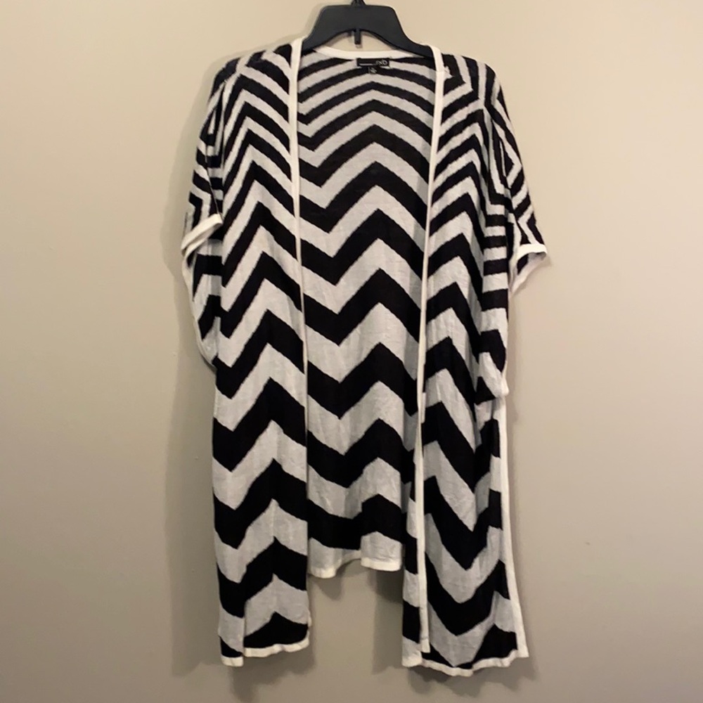Cardigan ladies XL, black/ white design.  Cotton